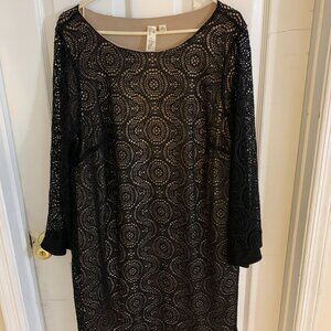 Emma & Michele black pattern gown